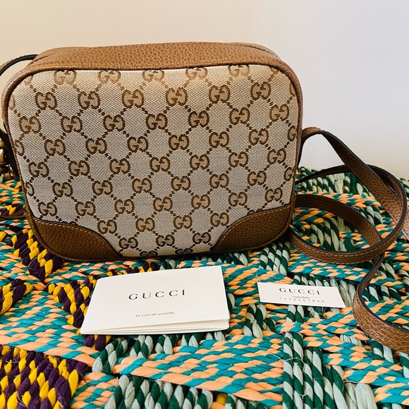 Gucci Bree Crossbody Canvas Leather Bag Purse - Picture 4 of 9